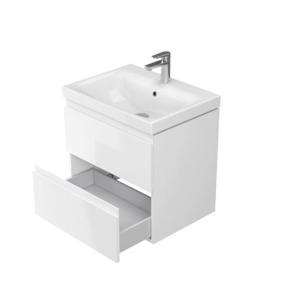 Cersanit S801-223-DSM - Висящ шкаф за баня с мивка MODUO 60x57x45 см, бял гланц