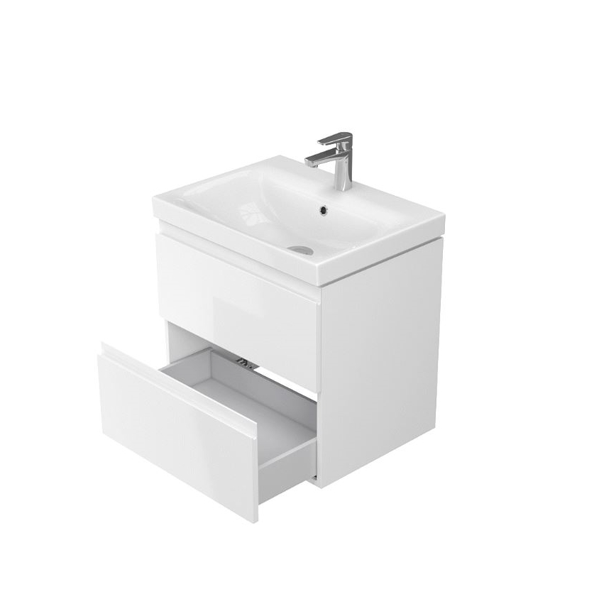 Cersanit S801-223-DSM - Висящ шкаф за баня с мивка MODUO 60x57x45 см, бял гланц
