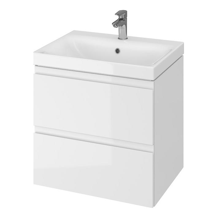 Cersanit S801-223-DSM - Висящ шкаф за баня с мивка MEDDIE 62x60 см, бял гланц