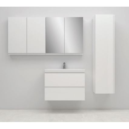 Cersanit S801-225-DSM - Висящ шкаф за баня с мивка MODUO SLIM 80x57x38 см бял гланц