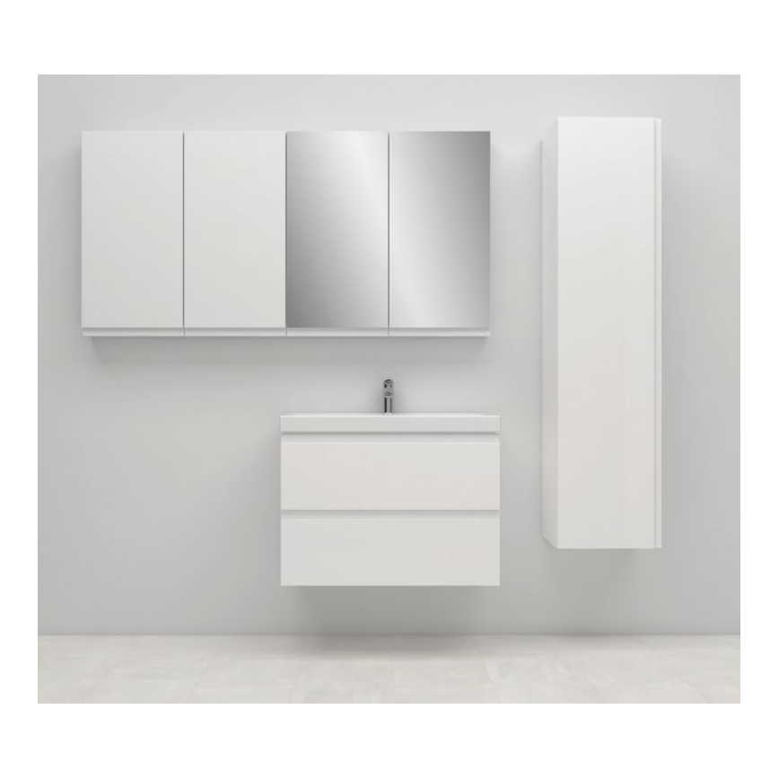 Cersanit S801-225-DSM - Висящ шкаф за баня с мивка MODUO SLIM 80x57x38 см бял гланц