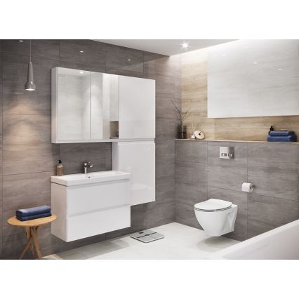 Cersanit S801-225-DSM - Висящ шкаф за баня с мивка MODUO SLIM 80x57x38 см бял гланц