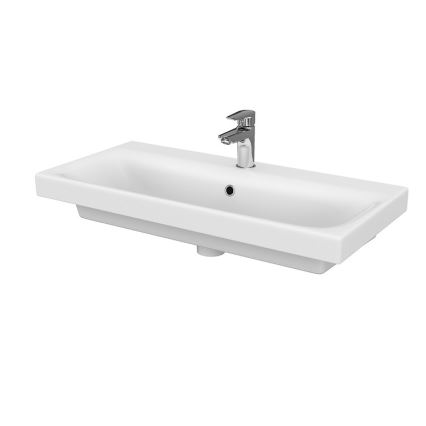 Cersanit S801-225-DSM - Висящ шкаф за баня с мивка MODUO SLIM 80x57x38 см бял гланц