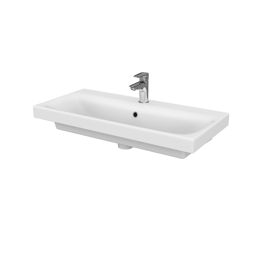 Cersanit S801-225-DSM - Висящ шкаф за баня с мивка MODUO SLIM 80x57x38 см бял гланц