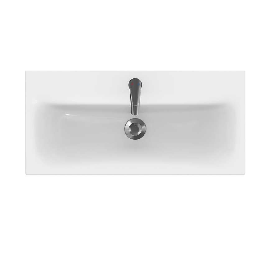 Cersanit S801-225-DSM - Висящ шкаф за баня с мивка MODUO SLIM 80x57x38 см бял гланц