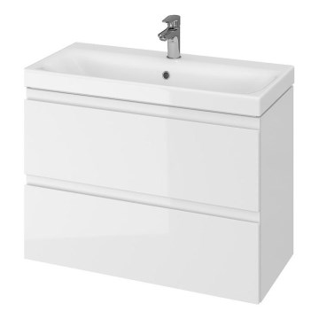 Cersanit S801-225-DSM - Висящ шкаф за баня с мивка MEDA SLIM 62x80 см, бял гланц