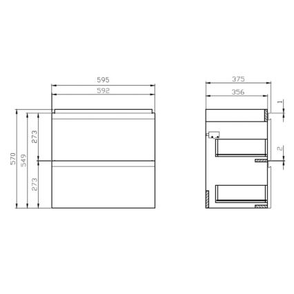 Cersanit S801-227-DSM - Стенно шкафче за баня с мивка MODUO SLIM 60x38 cm, бял гланц