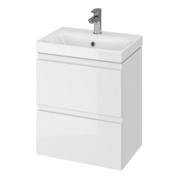 Cersanit S801-229-DSM - Висящ шкаф за баня с мивка MEDA SLIM 62x50 см, бял гланц