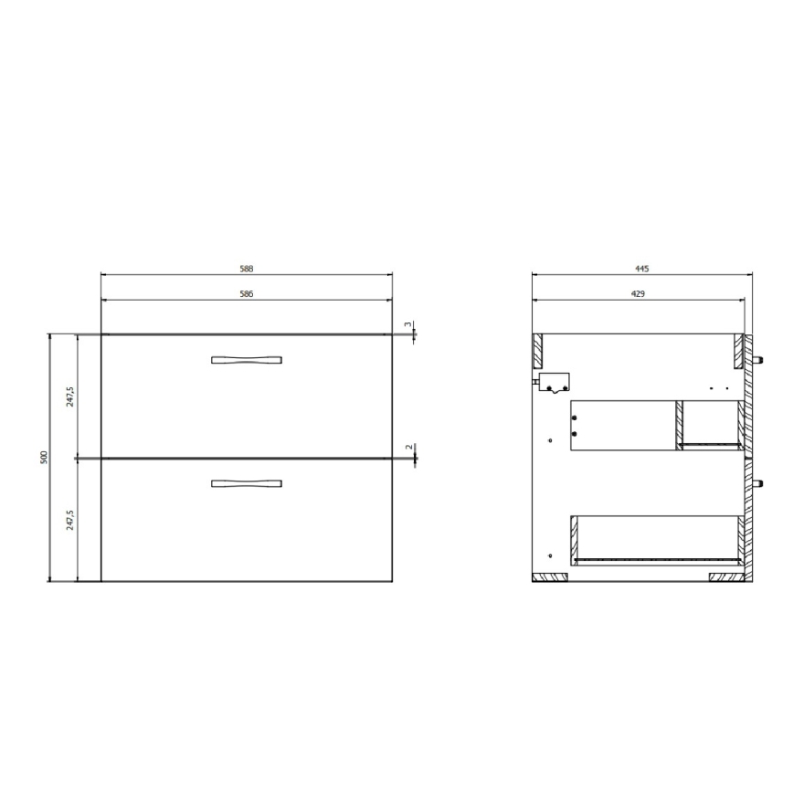 Cersanit S801-309-DSM - Стенен шкаф за баня с мивка NIKO 60x50x45 см, бял