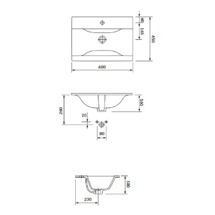 Cersanit S801-309-DSM - Стенен шкаф за баня с умивалник NIKO 60 x 45 см, бял