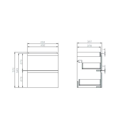 Cersanit S801-312-ECO - Висящ шкаф за баня с мивка MODUO 50x57x40 см бял