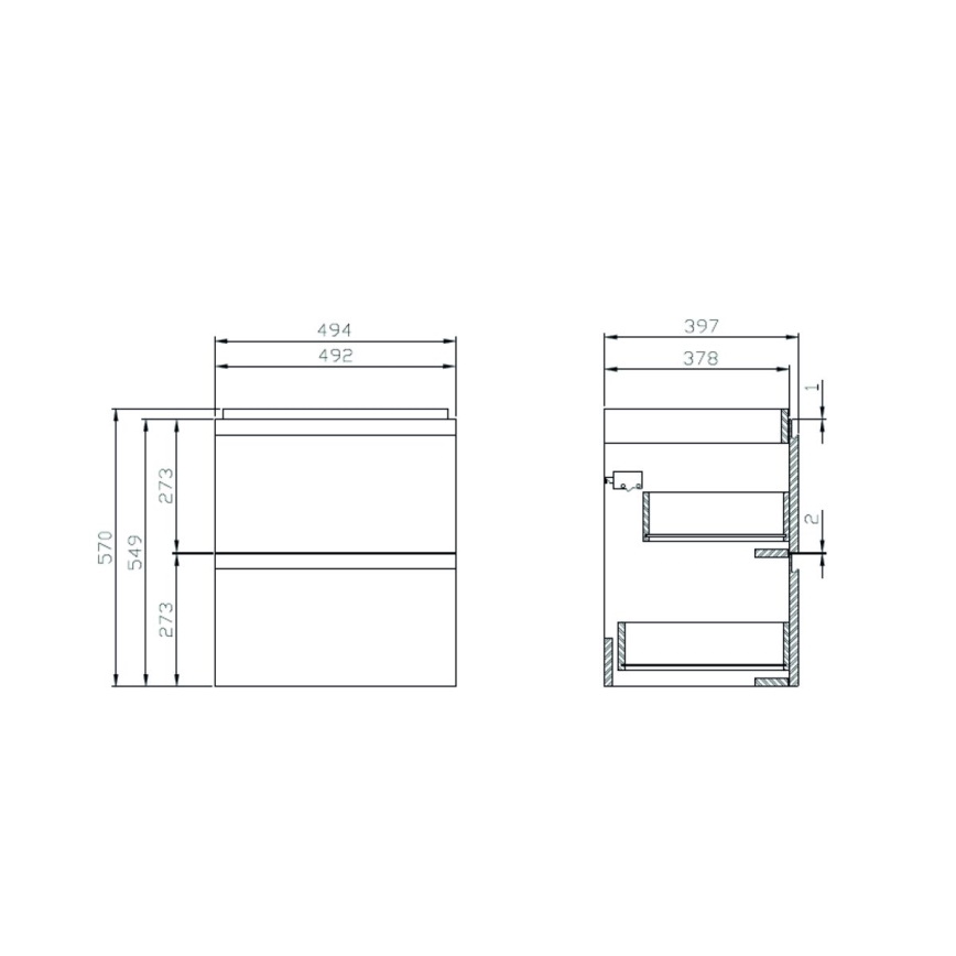 Cersanit S801-312-ECO - Висящ шкаф за баня с мивка MODUO 50x57x40 см бял