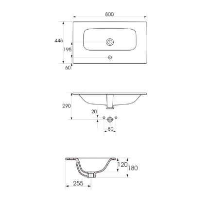 Cersanit S801-538 - Окачен шкаф за баня с мивка NIKO 80x45 см, бял