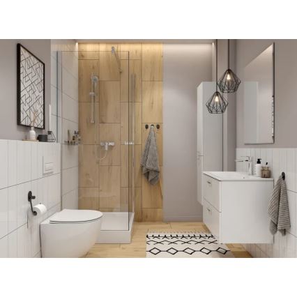Cersanit S801-538 - Стенен шкаф за баня с мивка NIKO 80x50x45 см бял