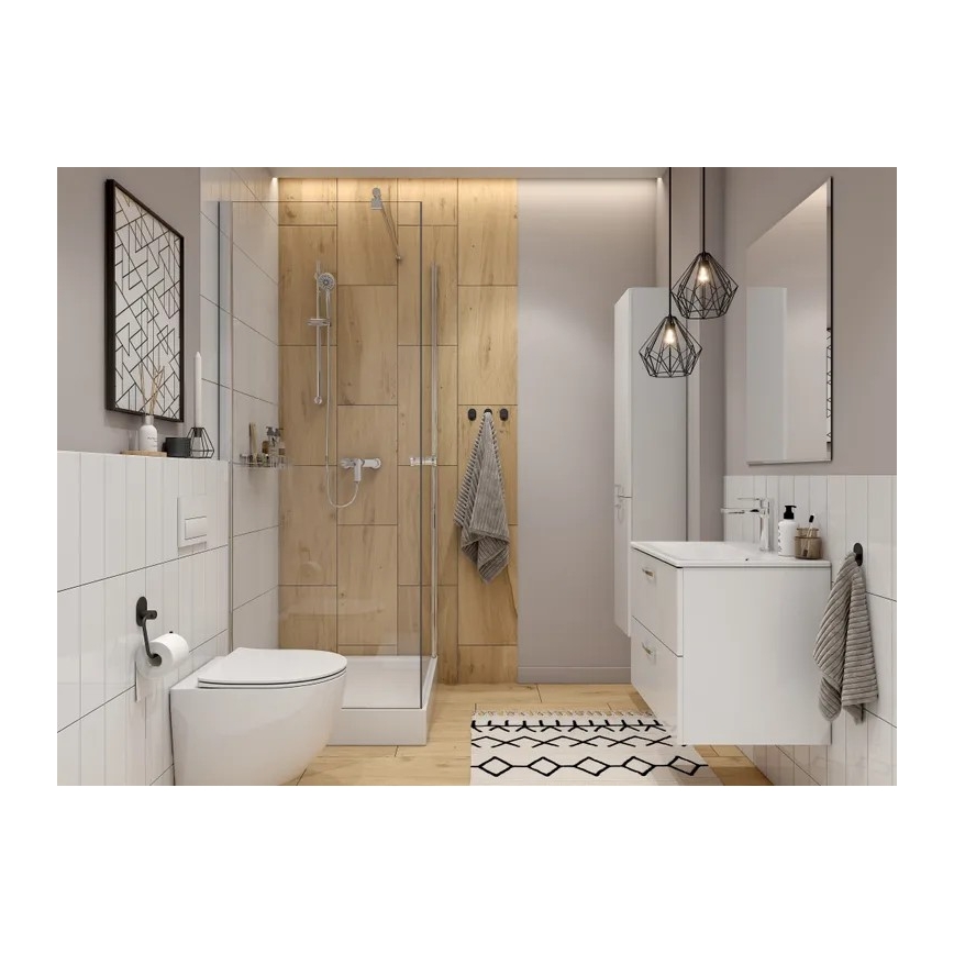 Cersanit S801-538 - Стенен шкаф за баня с мивка NIKO 80x50x45 см бял