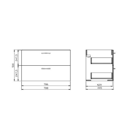 Cersanit S801-538 - Стенен шкаф за баня с мивка NIKO 80x50x45 см бял
