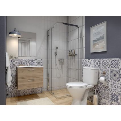 Cersanit S801-539 - Стенно окачен шкаф за баня с умивалник NIKO 80x45 см орех