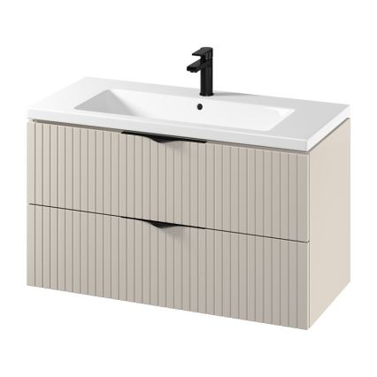 Cersanit S801-548 - Окачен шкаф за баня с умивалник TIRSO 100x60x45 см бежов