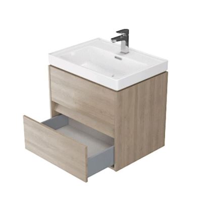 Cersanit S924-008 - Стенен шкаф за баня под умивалник CREA 60x54x45 см дъб