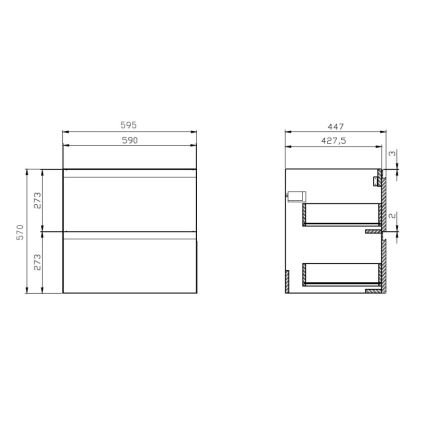 Cersanit S929-010 - Висящ шкаф за баня под мивка MEDDIE 57x59,5 см, бял гланц