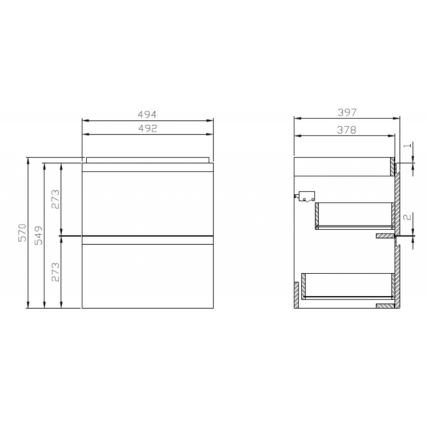 Cersanit S929-012 - Висящ шкаф за баня под мивка MEDDIE 57x49,4 см, бял гланц