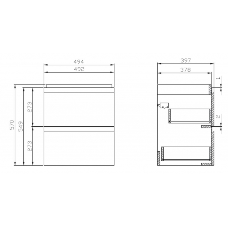 Cersanit S929-012 - Висящ шкаф за баня под мивка MEDDIE 57x49,4 см, бял гланц