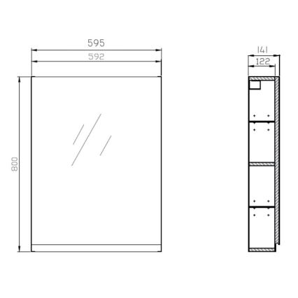 Cersanit S929-018 - Огледален шкаф за баня MEDDIE 80x59,5 см