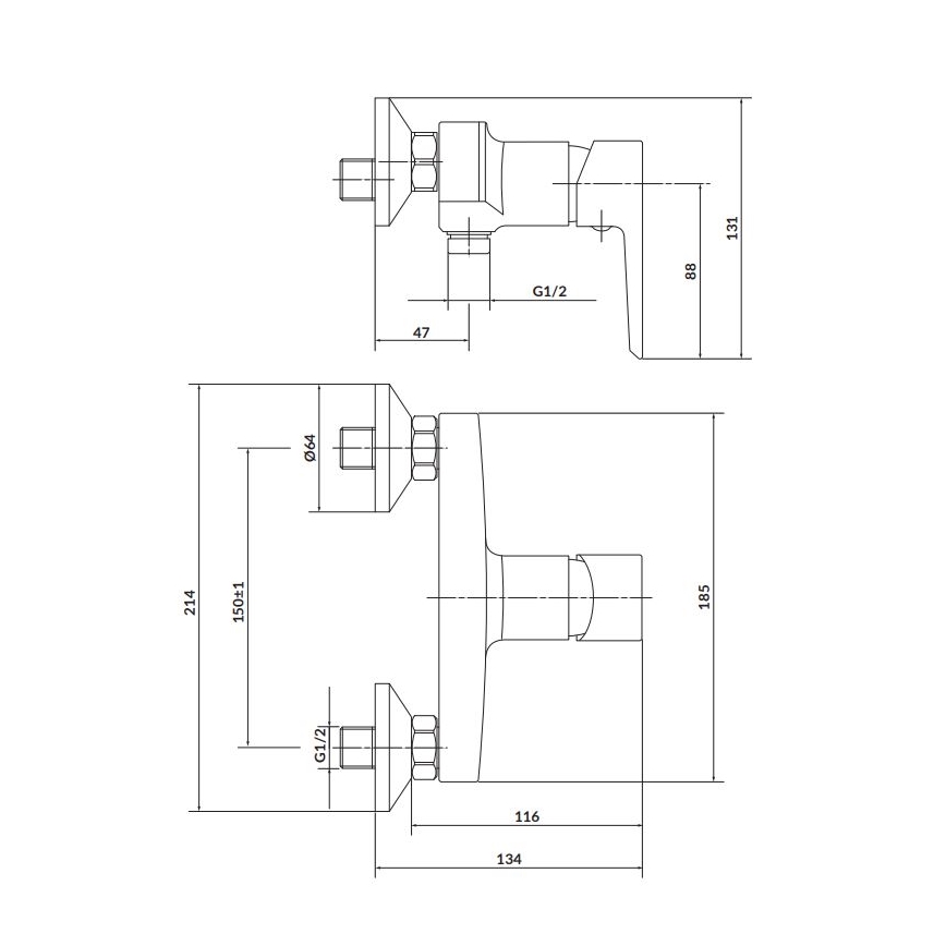 Cersanit S951-031 - Кранче за душ MILLE лъскав хром