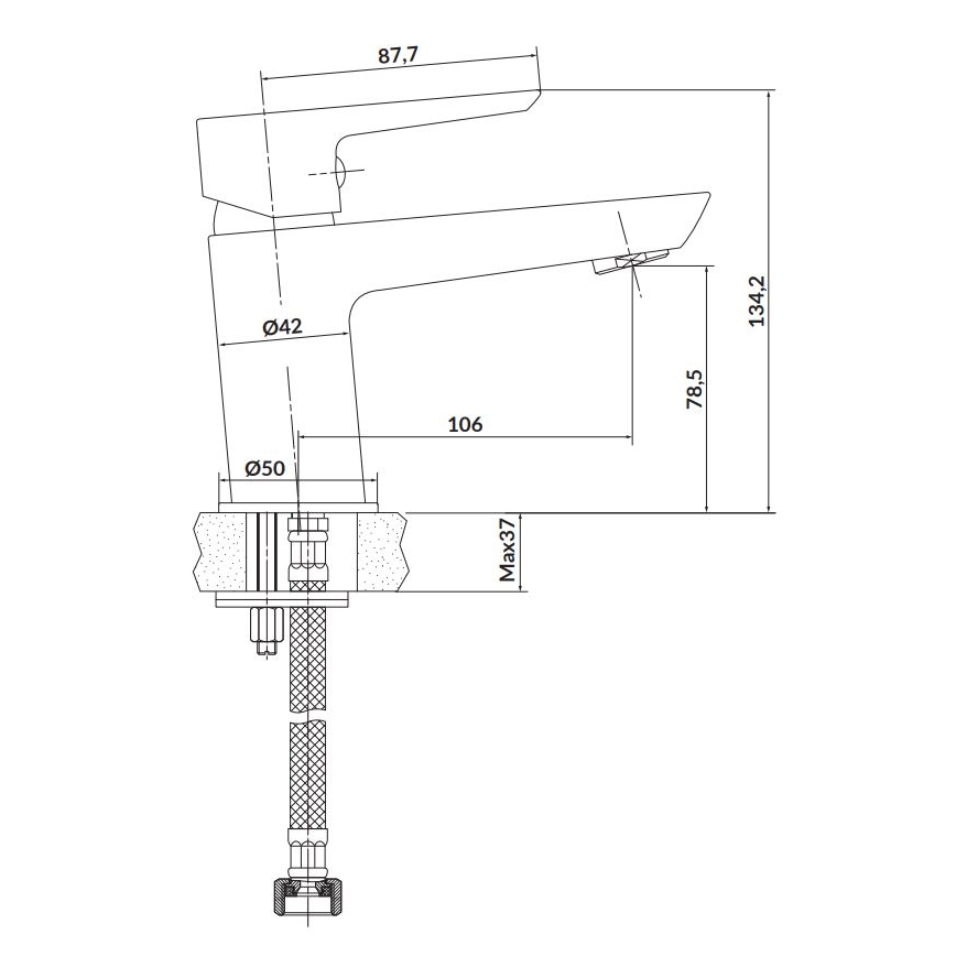 Cersanit S951-048 - Кран за мивка MILLE 13,4 см черен + сифон