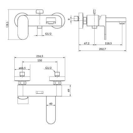 Cersanit S951-304 - Кранче за баня CREA лъскав хром