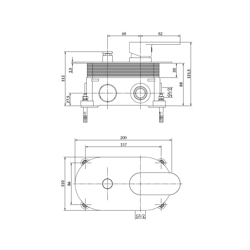 Cersanit S951-305 -Кранче за душ за скрит монтаж CREA лъскав хром