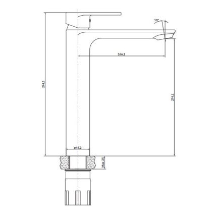 Cersanit S951-332 - Кран за мивка CREA 27,4 см черен