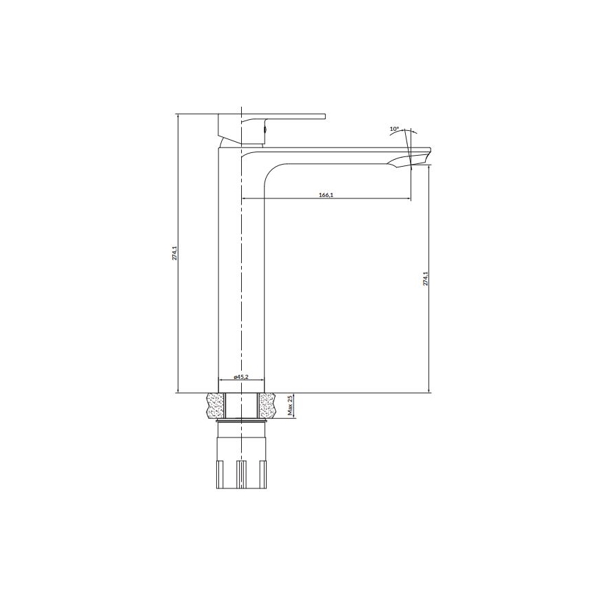 Cersanit S951-332 - Кран за мивка CREA 27,4 см черен