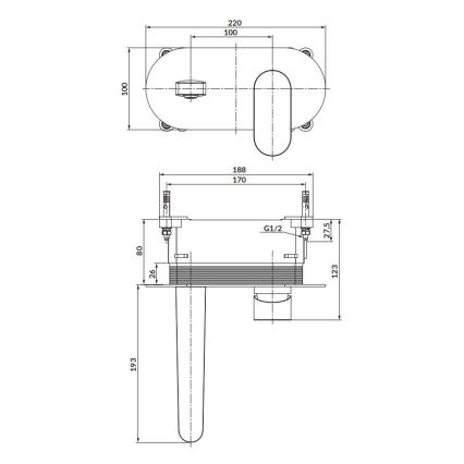 Cersanit S951-333 - Кранче за баня за скрит монтаж CREA черен