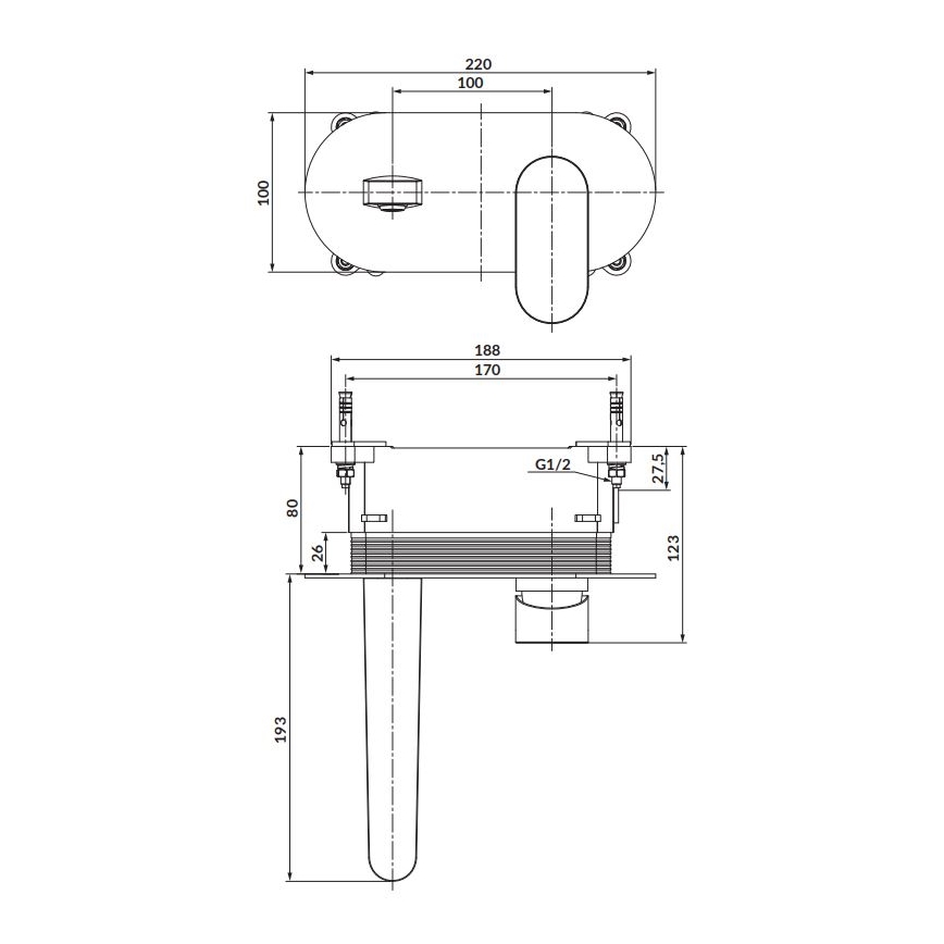 Cersanit S951-333 - Кранче за баня за скрит монтаж CREA черен