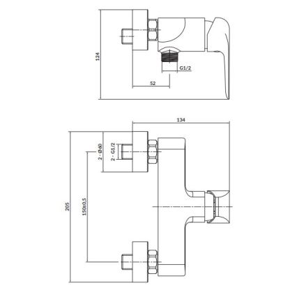 Cersanit S951-352 - Кранче за душ CITY лъскав хром