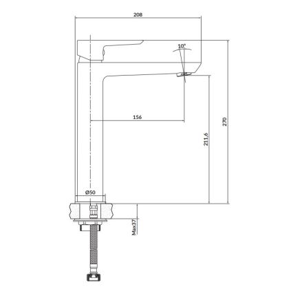 Cersanit S951-356 - Кран за мивка MILLE 27 см черен + сифон