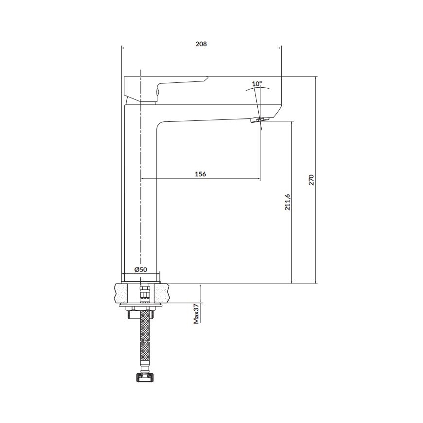 Cersanit S951-356 - Кран за мивка MILLE 27 см черен + сифон