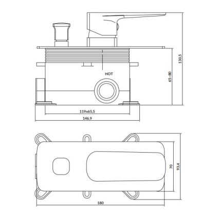 Cersanit S951-374 - Кранче за душ за скрит монтаж LARGA лъскав хром