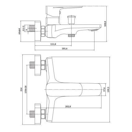 Cersanit S951-376 - Смесител за вана LARGA черен