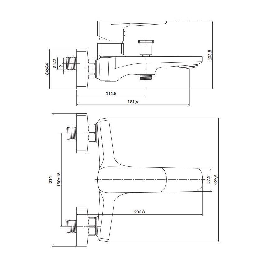 Cersanit S951-376 - Смесител за вана LARGA черен