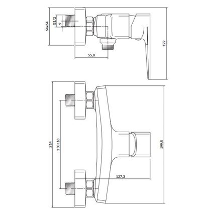 Cersanit S951-383 - Кранче за душ LARGA лъскав хром