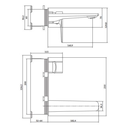 Cersanit S951-385 - Смесител за мивка за скрит монтаж LARGA черен