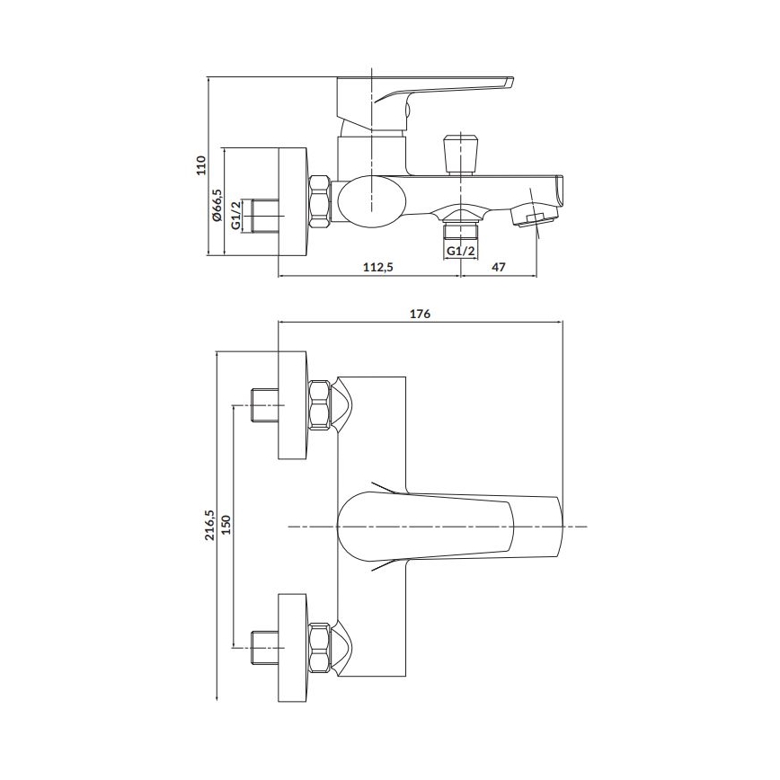 Cersanit S951-559 - Смесител за вана MODUO черен