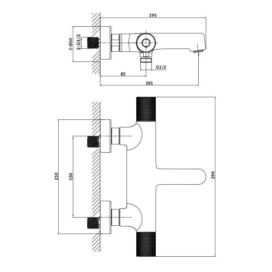 Cersanit S951-563 - Термостатична вана батерия ZEN, лъскав хром