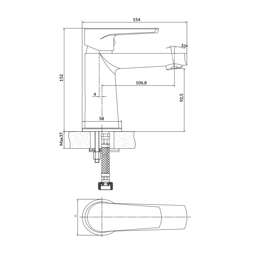 Cersanit S951-584 - Кран за мивка MODUO 15,2 см черен