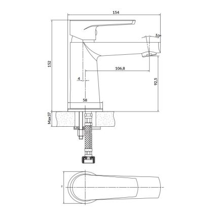 Cersanit S951-584 - Кран за мивка MODUO 15,2 см черен