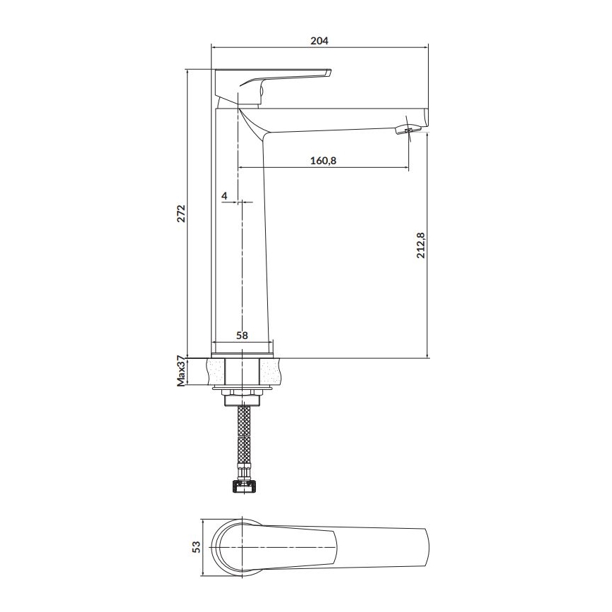 Cersanit S951-585 - Смесител за мивка MODUO 27,2 см черен