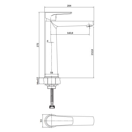 Cersanit S951-585 - Смесител за мивка MODUO 27,2 см черен