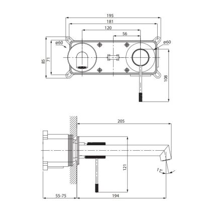 Cersanit S951-593 - Смесител за мивка за скрит монтаж ZEN лъскав хром
